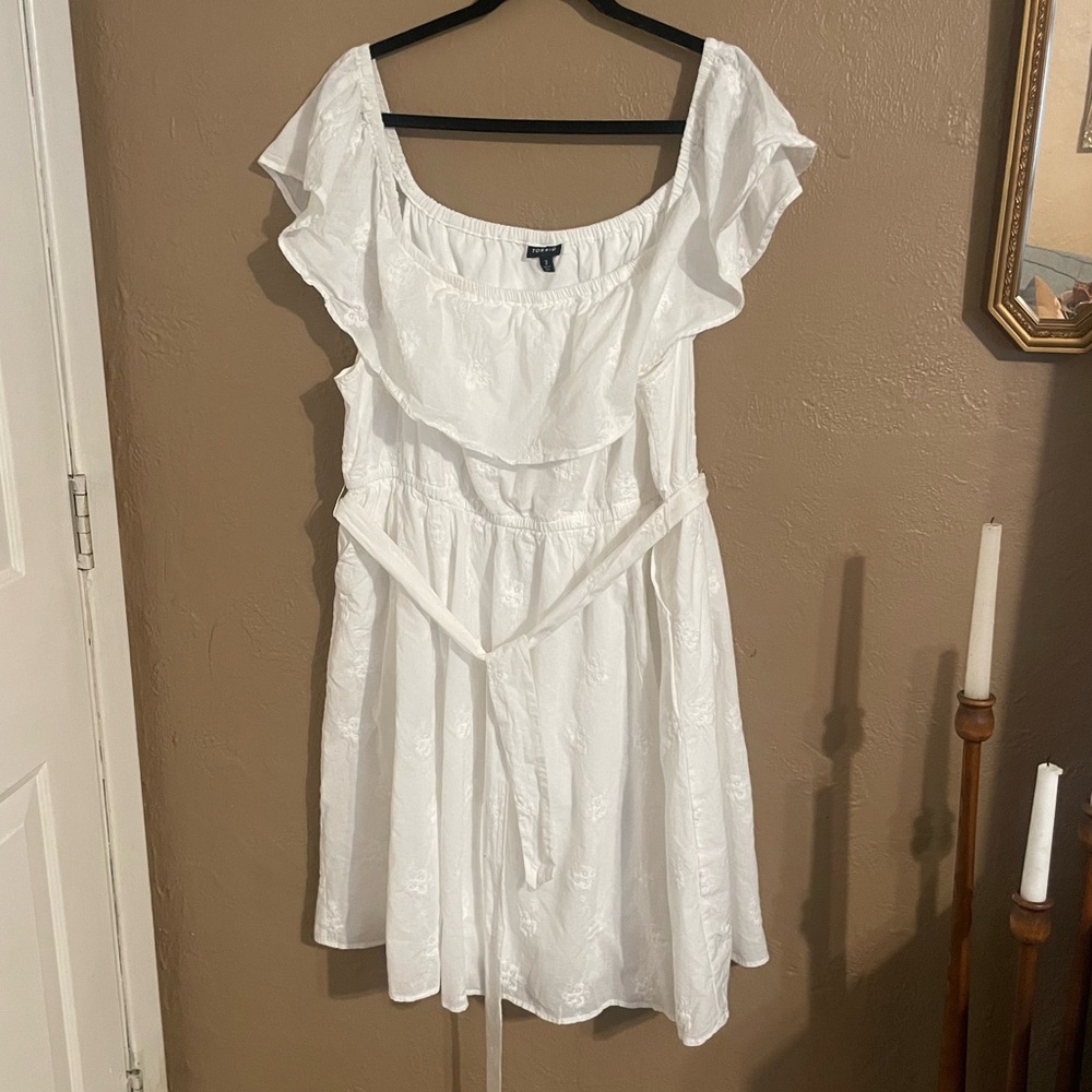 Torrid White flutter a-line plus off the shoulder Dress 3x -bridal graduation
